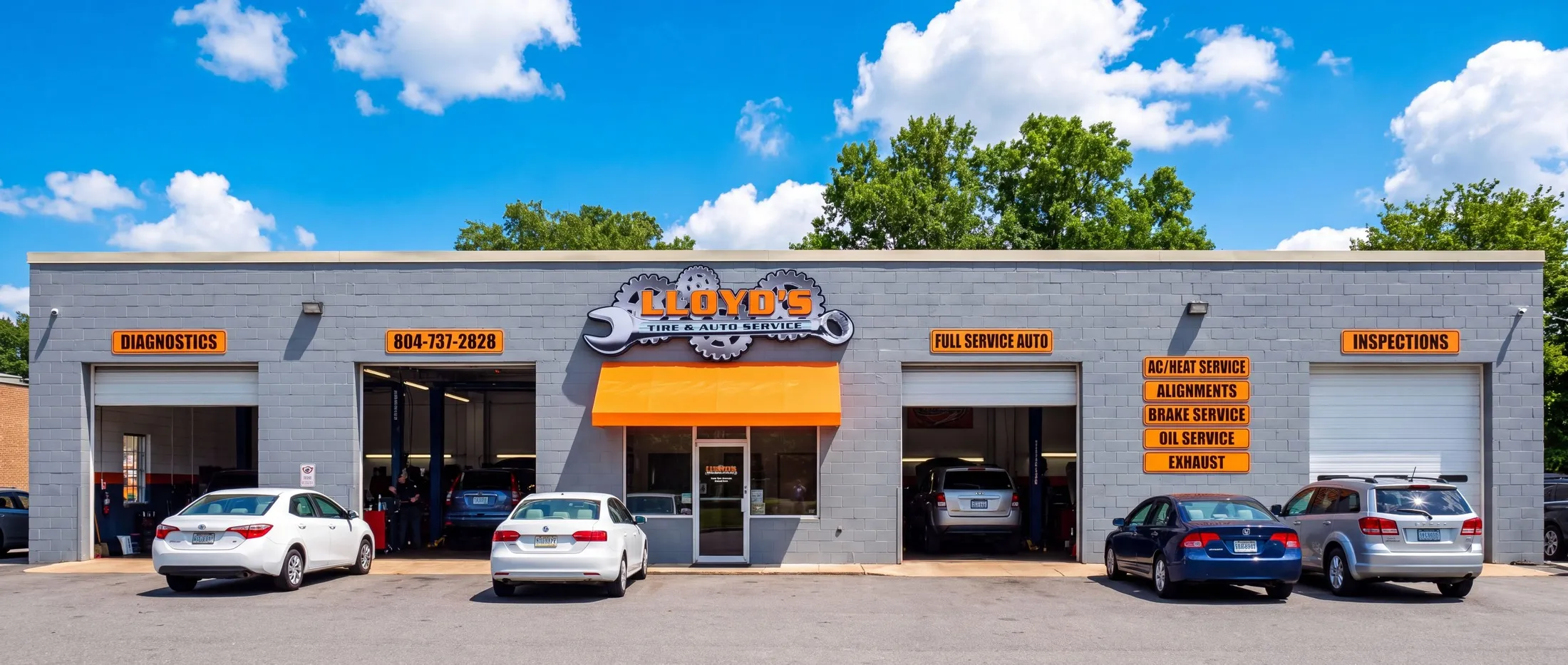 A service bay at Lloyd's Tire & Auto in Sandston, Virginia